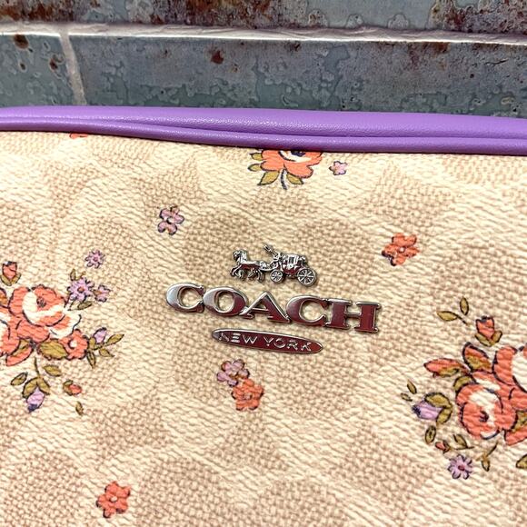 Coach Signature Sand Lavender Floral print Jamie Crossbody Mini/Camera Bag NWT - Picture 2 of 13
